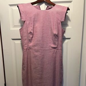 J. Crew Pink Linen Resume Midi Dress